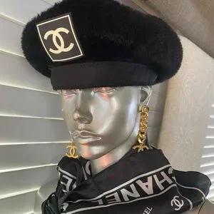 CHANEL | Accessories | Sold Chanel Beret Vintage Faux Fur 